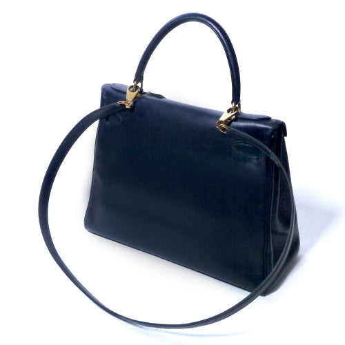 HERMES　ケリー28  （インディゴブルー・内縫い）