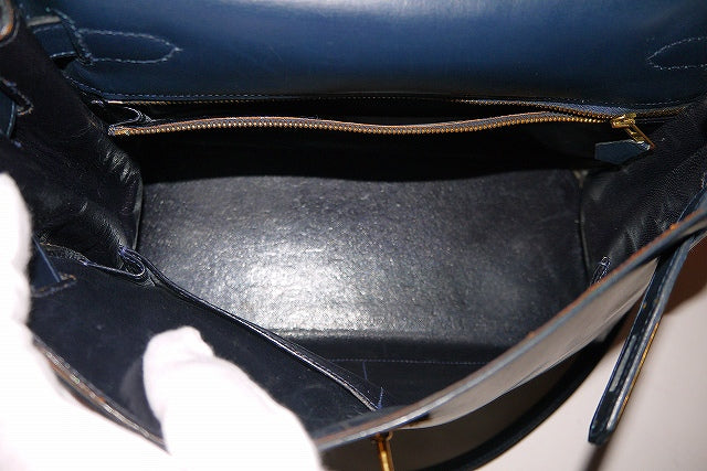 HERMES　ケリー28  （インディゴブルー・内縫い）