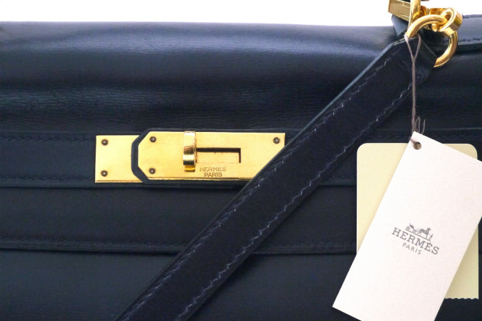 HERMES　ケリー28  （インディゴブルー・内縫い）