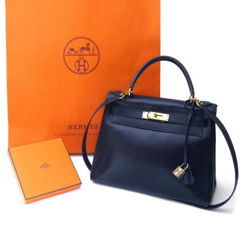 HERMES　ケリー28  （インディゴブルー・内縫い）