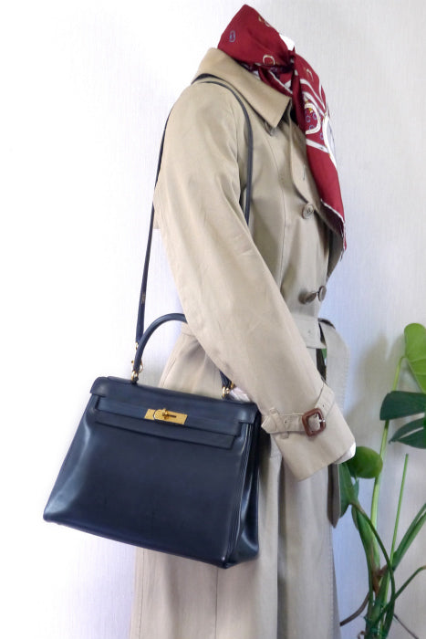 HERMES　ケリー28  （インディゴブルー・内縫い）
