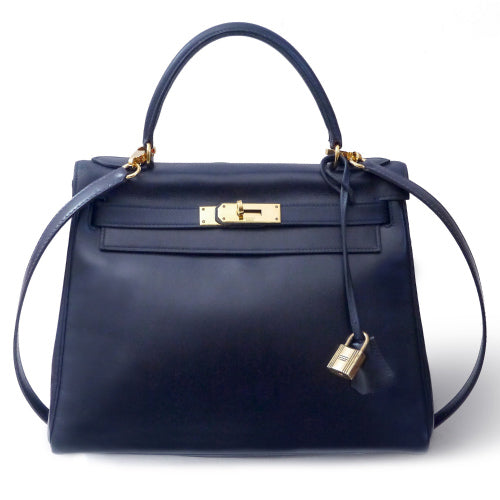 HERMES　ケリー28  （インディゴブルー・内縫い）