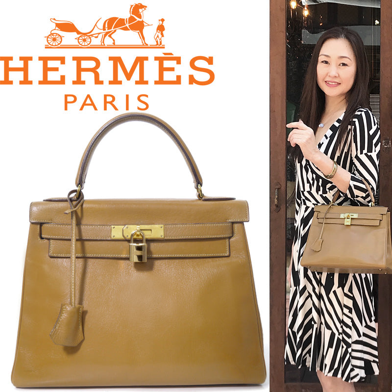 HERMES 62sケリー28（キャメル・内縫い）