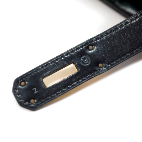 HERMES　ヴィンテージケリー32 内縫 ボックスカーフ ショルダーストラップ付き（黒）