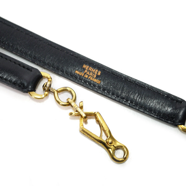 HERMES　ヴィンテージケリー32 内縫 ボックスカーフ ショルダーストラップ付き（黒）