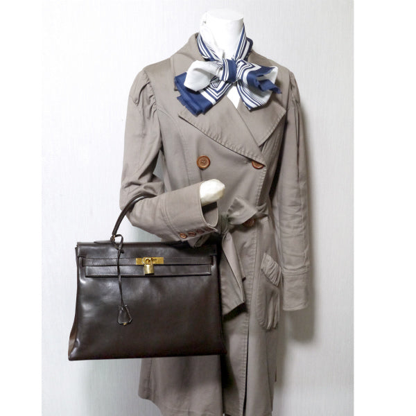 HERMES ケリー73s　35  ボックスカーフ（ショコラ）