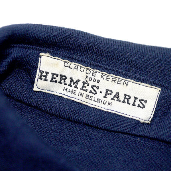 HERMES ベルギー製vintage長袖シャツ（紺）