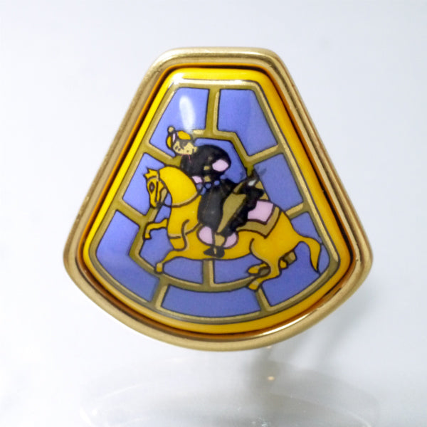 HERMES　エマイユイヤリング "騎士"（ゴールド）