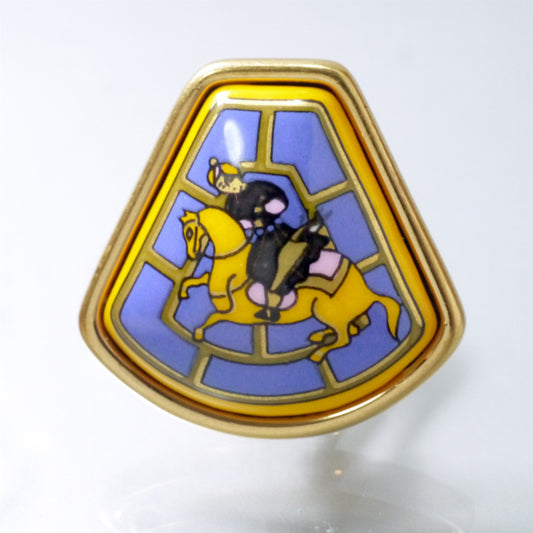 HERMES　エマイユイヤリング "騎士"（ゴールド）