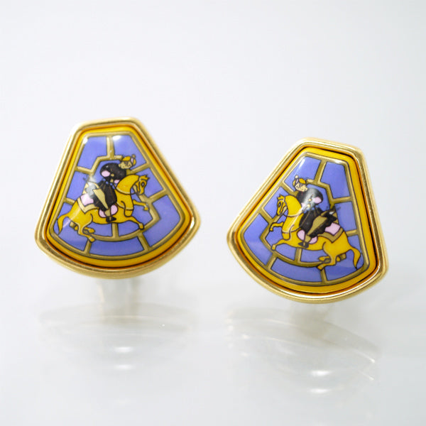 HERMES　エマイユイヤリング "騎士"（ゴールド）