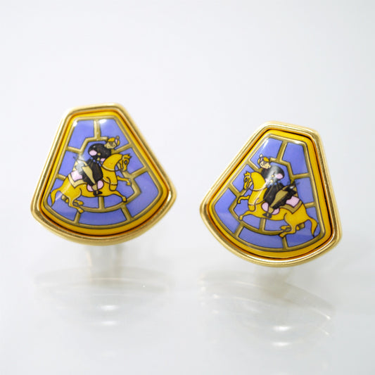 HERMES　エマイユイヤリング "騎士"（ゴールド）