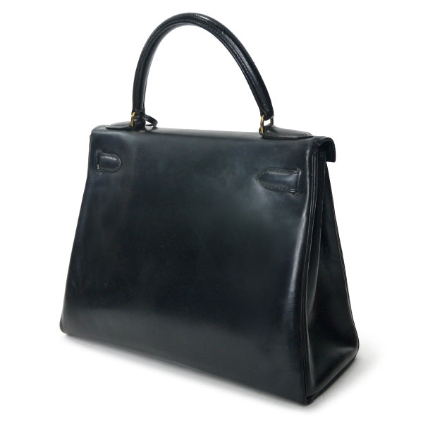 HERMES　ヴィンテージケリー28 内縫い ボックスカーフ（黒）