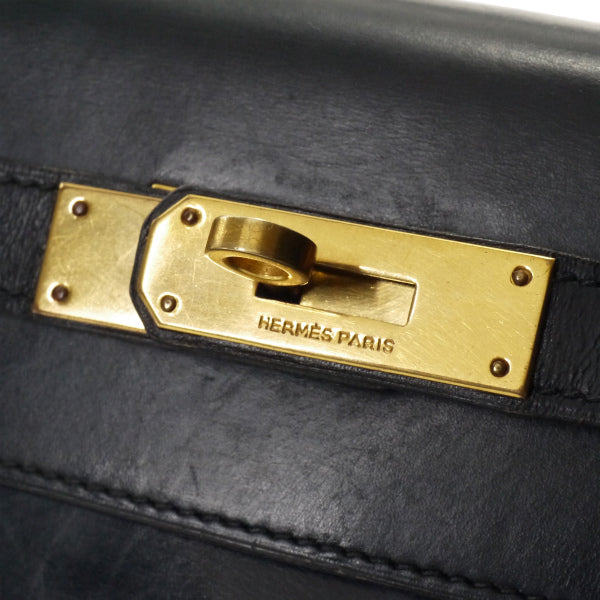 HERMES ヴィンテージケリー28 内縫い ボックスカーフ（黒