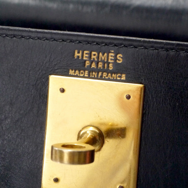 HERMES　ヴィンテージケリー28 内縫い ボックスカーフ（黒）