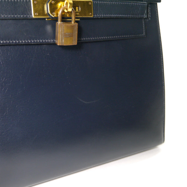 HERMES 78sケリー28 外縫い ボックスカーフ（濃紺）