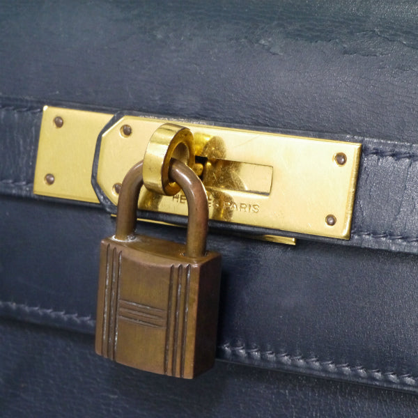 HERMES 78sケリー28 外縫い ボックスカーフ（濃紺）