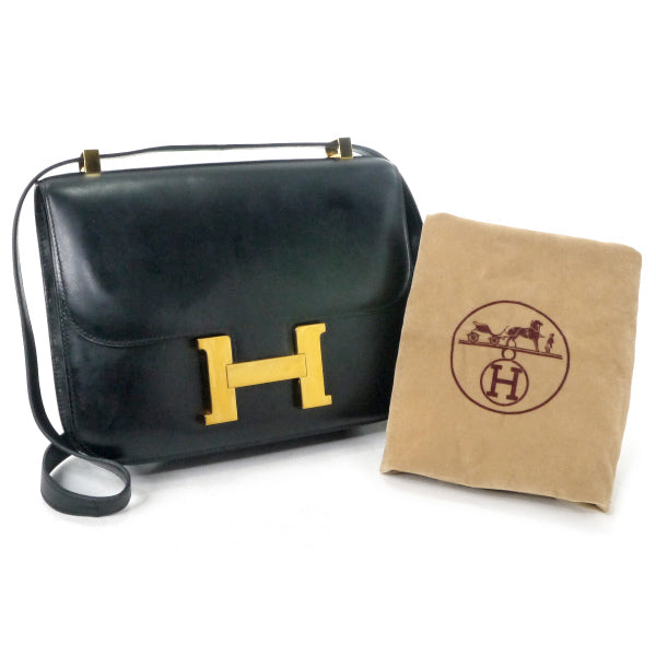 HERMES 80s!vintageコンスタンス23ボックスカーフ（黒）