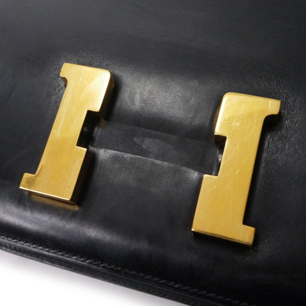 HERMES 80s!vintageコンスタンス23ボックスカーフ（黒）