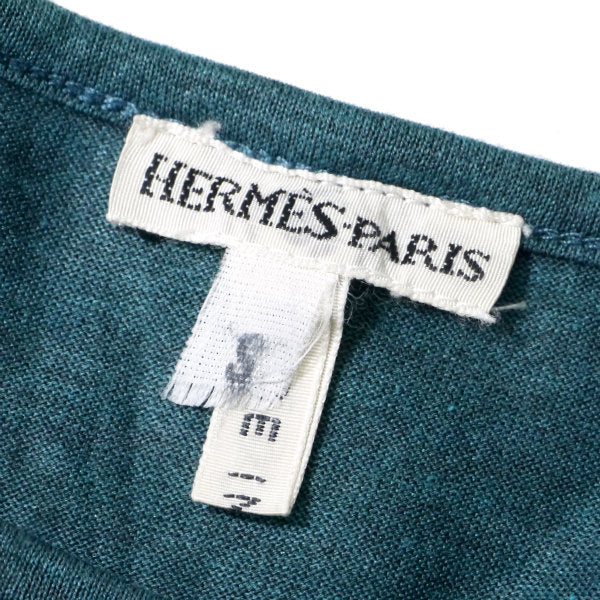 HERMES　袖刺繍vintageコットンカットソー（エメラルド）