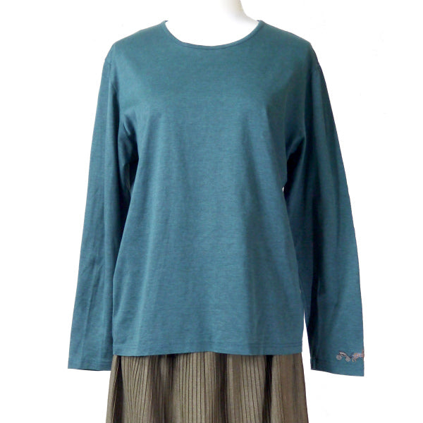 HERMES　袖刺繍vintageコットンカットソー（エメラルド）