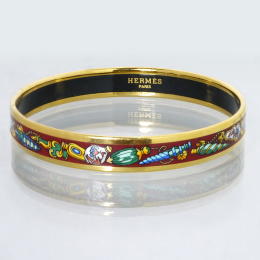HERMES　エマイユPMバングル（濃赤系）