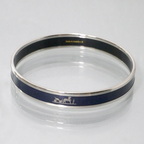 HERMES　エマイユPM ロゴバングル（シルバー×紺）