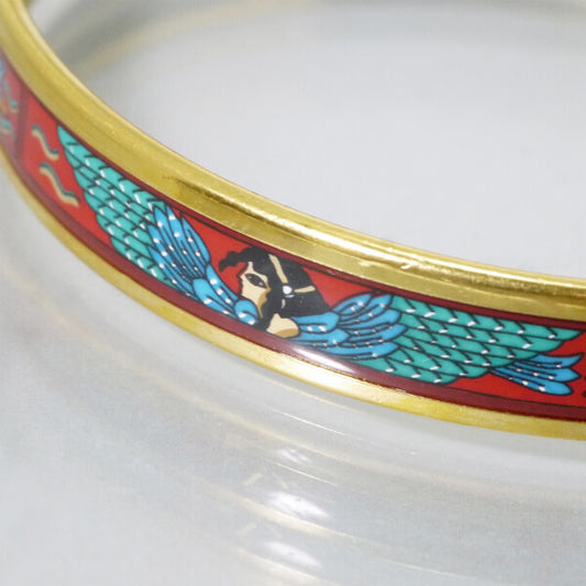 HERMES　人魚柄 エマイユPMバングル（赤系）