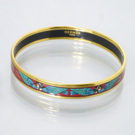 HERMES　人魚柄 エマイユPMバングル（赤系）