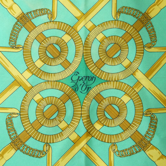 HERMES　大判カレ90スカーフ Eperon d'Or（エメラルド/黄金の拍車）