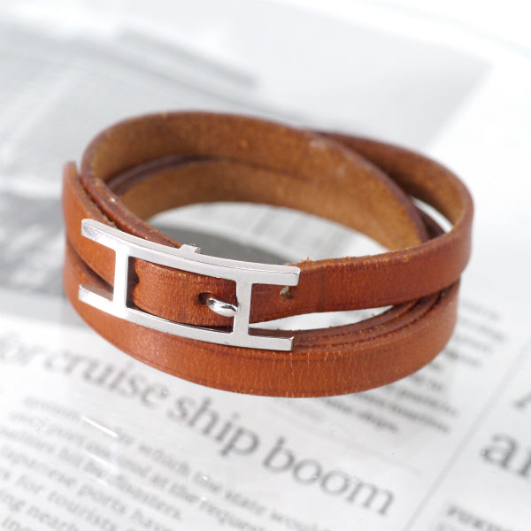 HERMES　アピ3 レザーチョーカー ロングブレス（茶/箱付き）