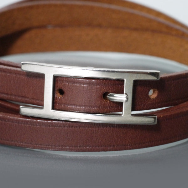 HERMES　アピ3 レザーチョーカー ロングブレス（濃茶）