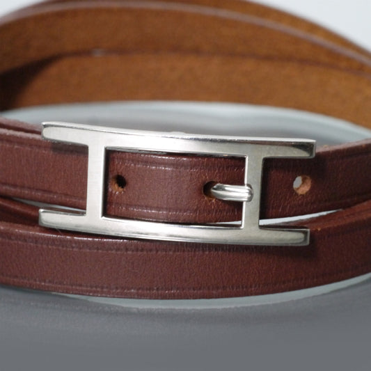 HERMES　アピ3 レザーチョーカー ロングブレス（濃茶）