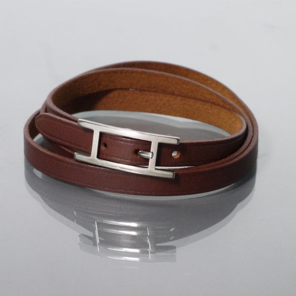 HERMES　アピ3 レザーチョーカー ロングブレス（濃茶）