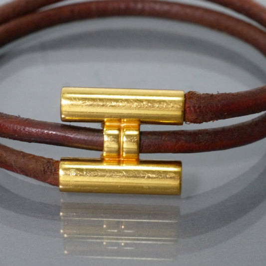 HERMES　トゥルニ レザーブレスレット（濃茶/箱付き）