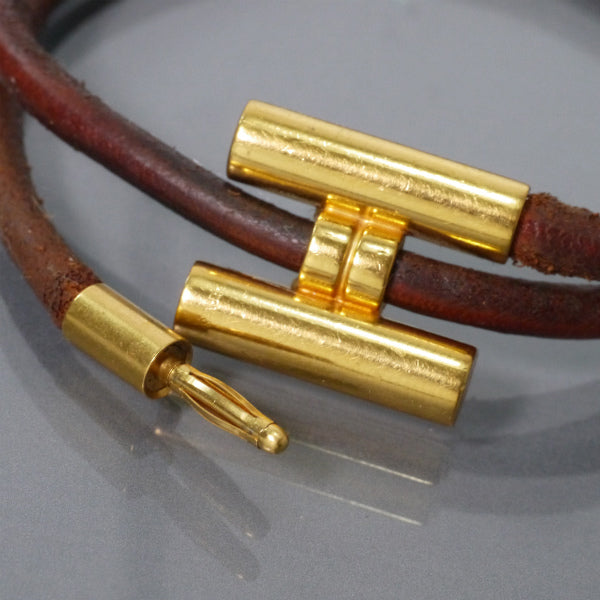 HERMES　トゥルニ レザーブレスレット（濃茶/箱付き）