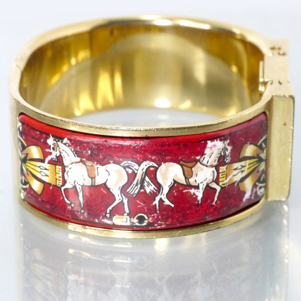 HERMES　ロケ エマイユバングルウォッチ（赤系）