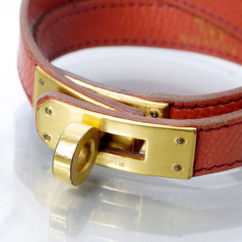 HERMES　ケリー レザーブレスレット ドゥブルトゥール（オレンジブラウン）
