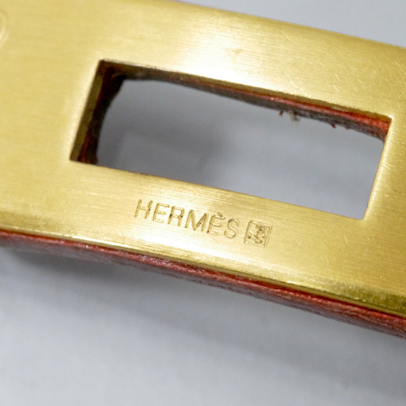 HERMES　ケリー レザーブレスレット ドゥブルトゥール（オレンジブラウン）