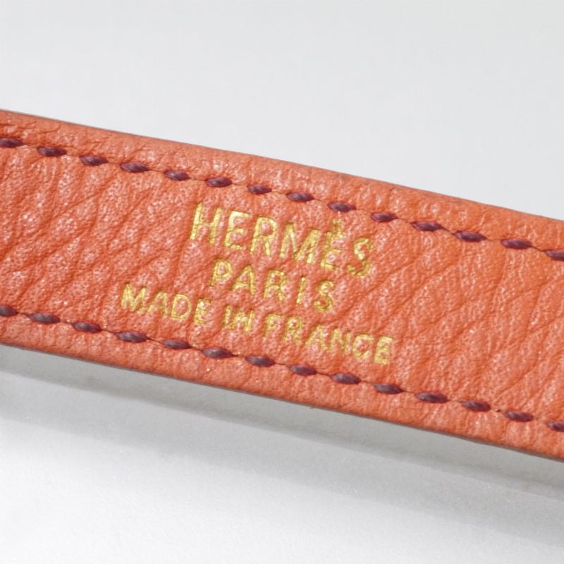 HERMES　ケリー レザーブレスレット ドゥブルトゥール（オレンジブラウン）