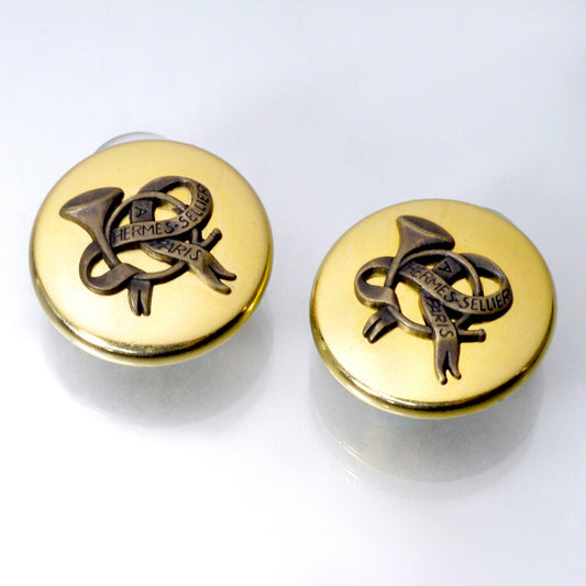 HERMES　ホルンモチーフ イヤリング（ゴールド）