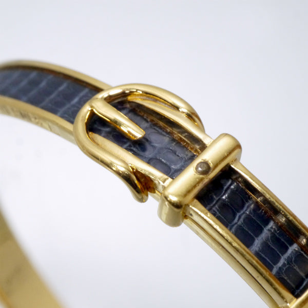 HERMES　リザード ベルトモチーフバングル （ゴールド/黒）