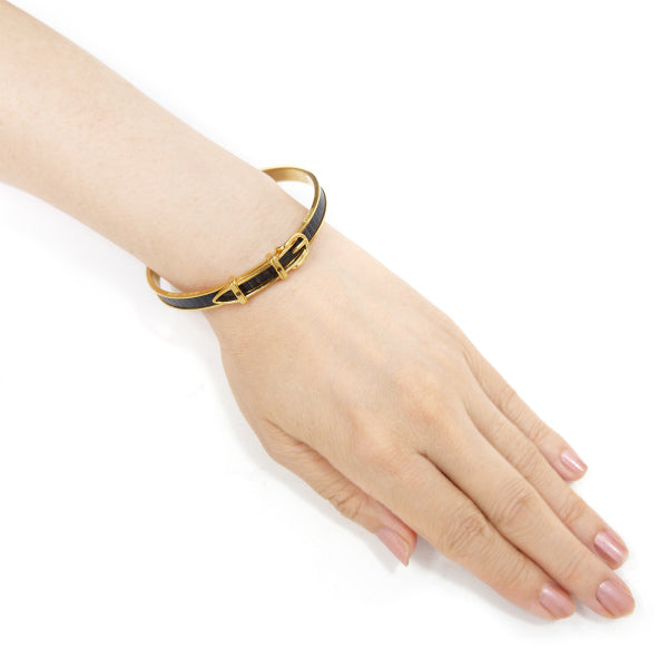 HERMES　リザード ベルトモチーフバングル （ゴールド/黒）