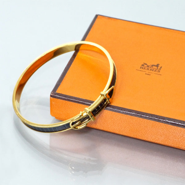 HERMES　リザード ベルトモチーフバングル （ゴールド/黒）