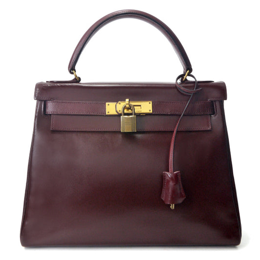 HERMES　ヴィンテージケリー28 内縫い ボックスカーフ（ルージュ）