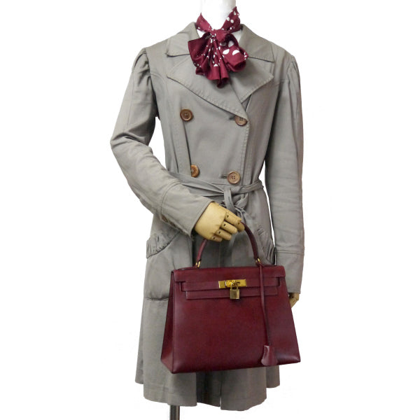 HERMES　ヴィンテージケリー28 内縫い ボックスカーフ（ルージュ）