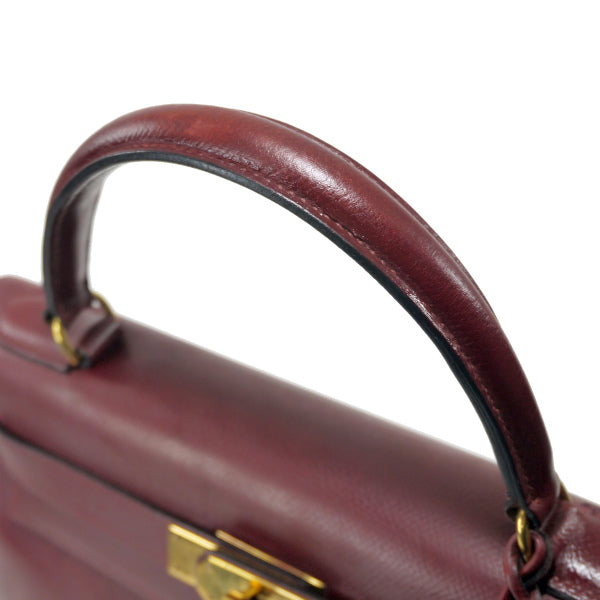 HERMES　ヴィンテージケリー28 内縫い ボックスカーフ（ルージュ）