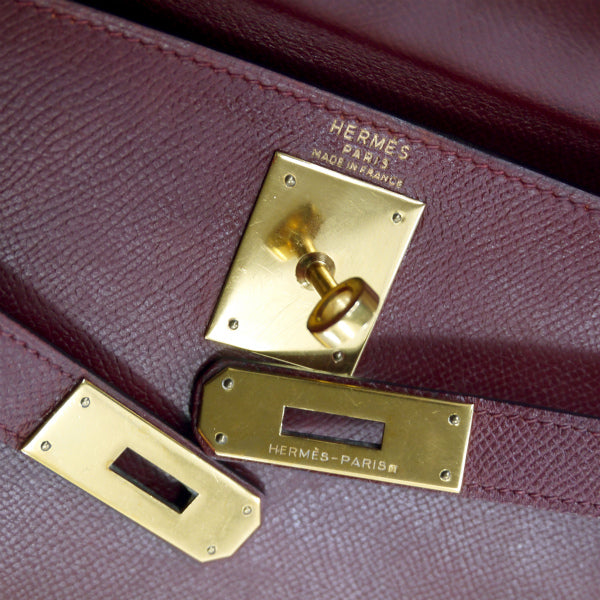 HERMES　ヴィンテージケリー28 内縫い ボックスカーフ（ルージュ）