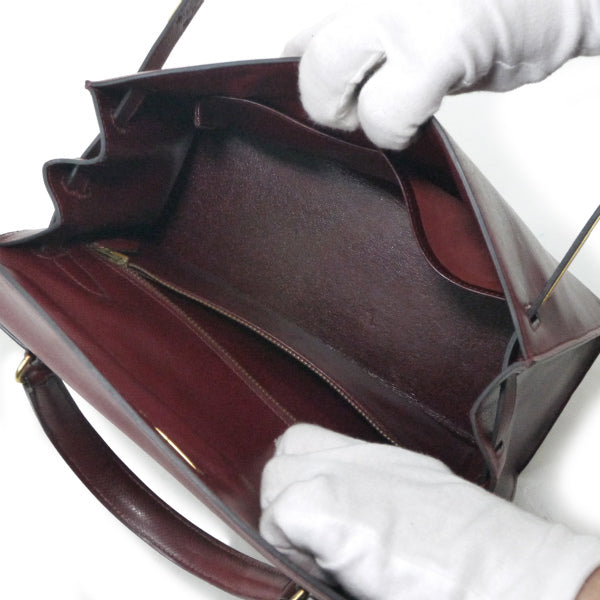 HERMES ヴィンテージケリー28 内縫い ボックスカーフ（ルージュ