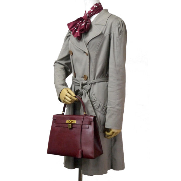 HERMES　ヴィンテージケリー28 内縫い ボックスカーフ（ルージュ）