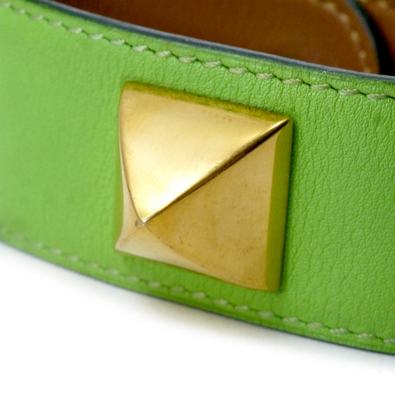 HERMES　メドール レザーブレスレット（ライム）